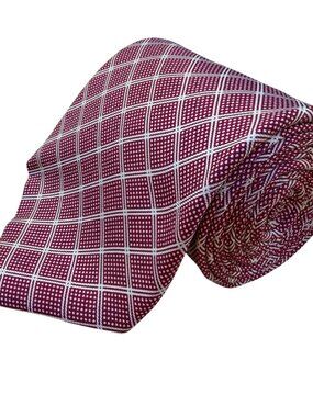 Liberty Men’s Red 100% Silk Geometric Pattern Tie